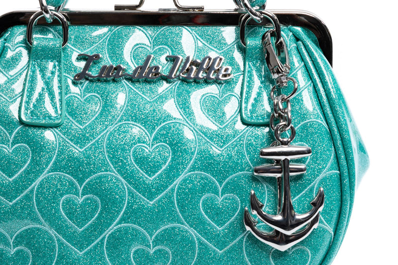 Mermaid Blue Sparkle Ahoy Mini Kiss Lock