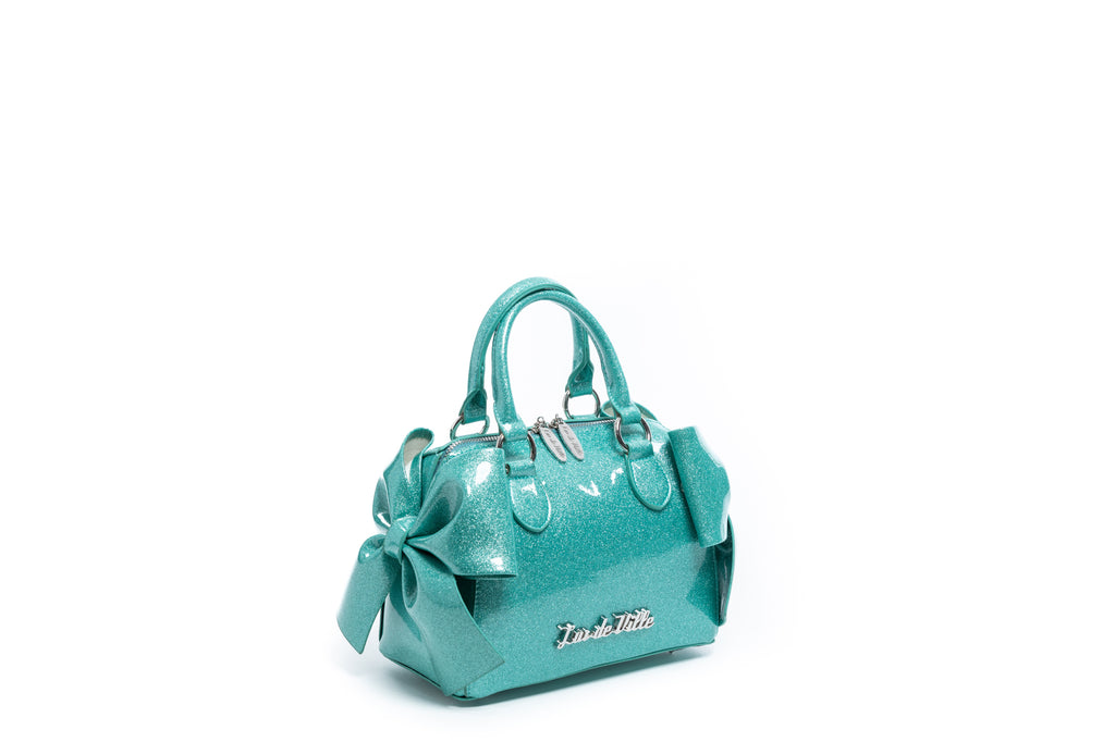 Mermaid Blue Sparkle Mini Double Bow Tote