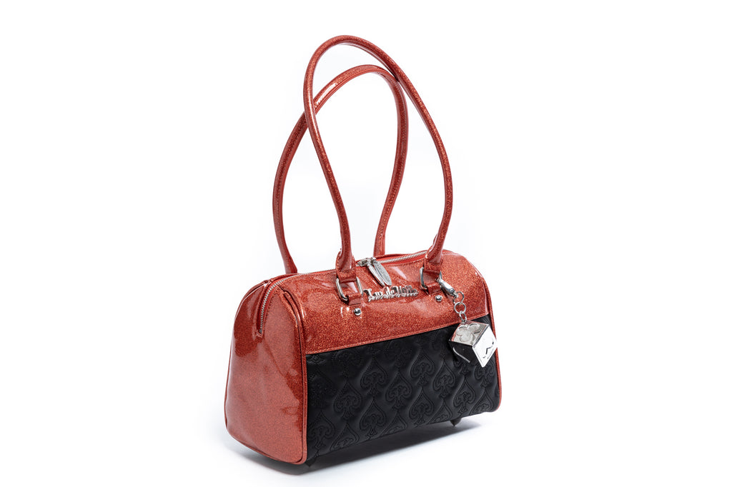 Coral Sparkle & Black Atomic Spade Tote