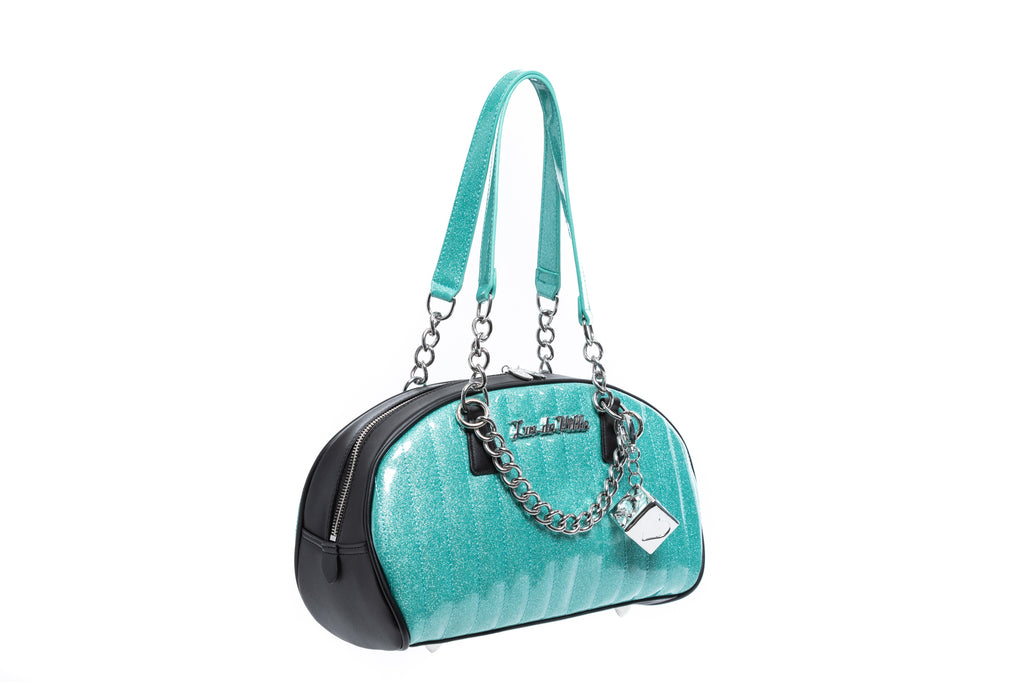 Mermaid Blue Sparkle & Black Roulette Tote