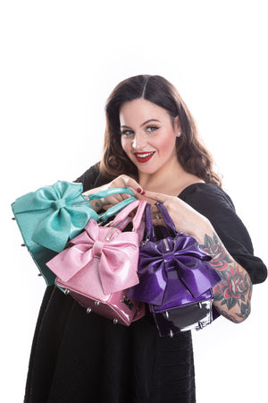 Mermaid Blue Sparkle Mini Double Bow Tote