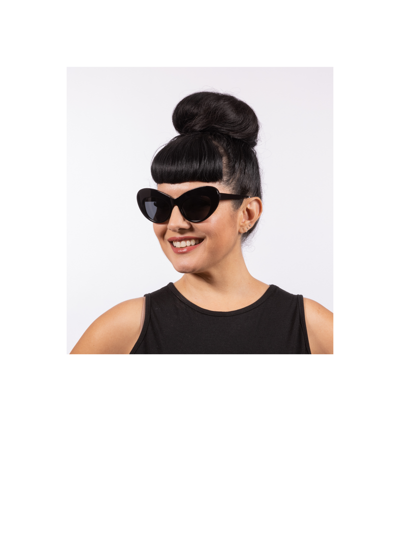 Ava Sunglasses - Black Acetate Frame with Dark Lens