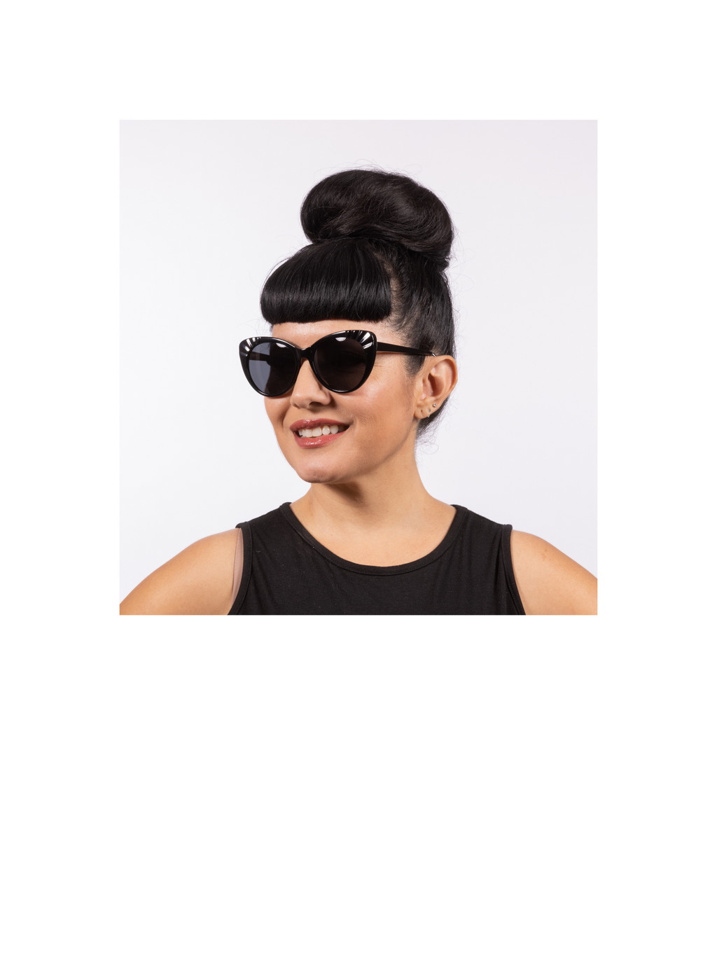 Lulu Sunglasses - Black - Our fabulous Lulu sunglasses are a classic cat-eye frame. These beautiful acetate glasses have retro detail on the temple, the Lux de Ville logo on the inside of the arm