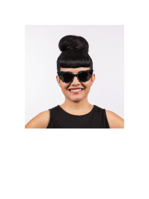 Monroe Sunglasses - Blue Tortoise Shell Acetate Frame with Dark Smoky Lens