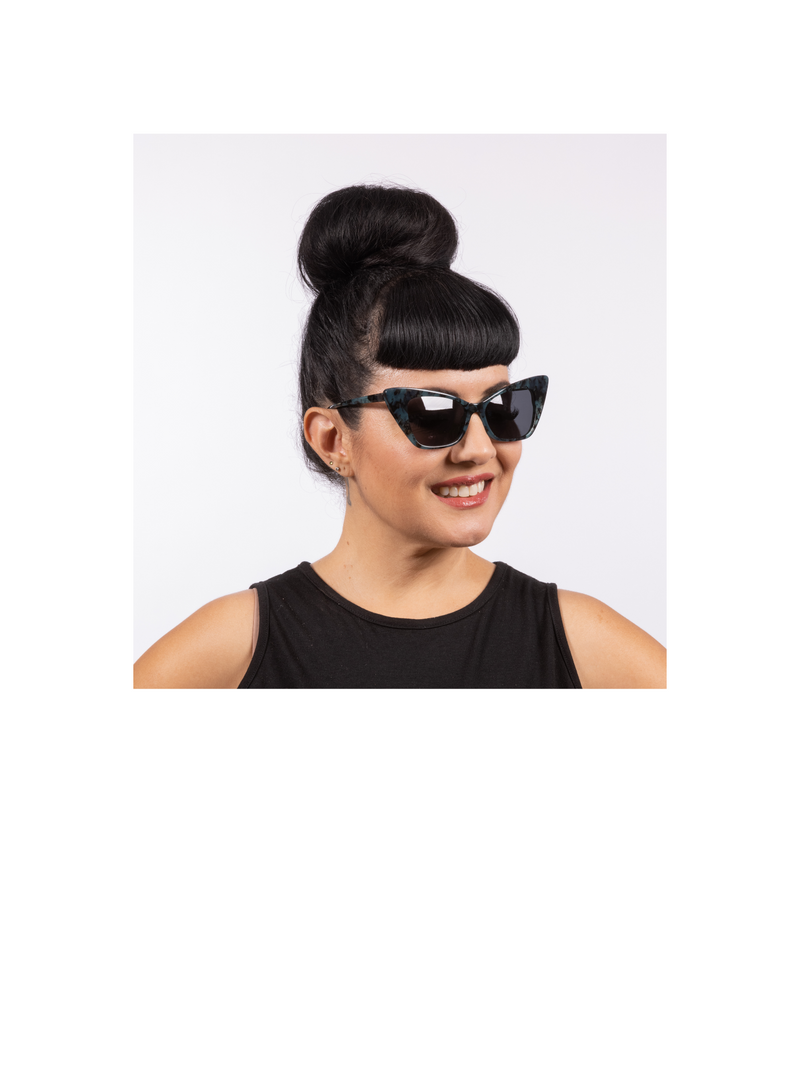 Monroe Sunglasses - Blue Tortoise Shell Acetate Frame with Dark Smoky Lens