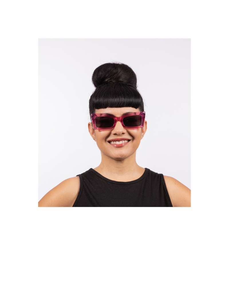 Ruby Sunglasses - Dark Pink Crystal Acetate Frame with Dark Lens